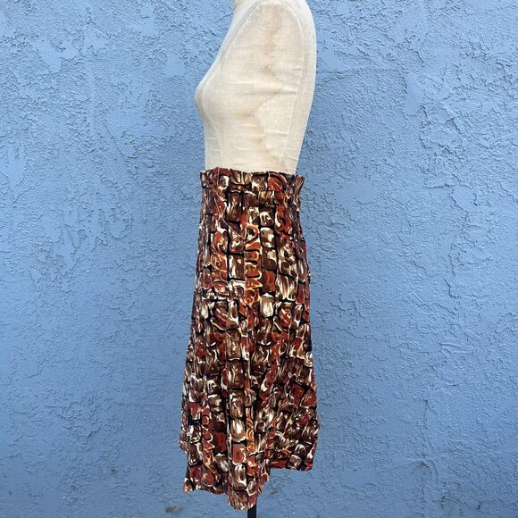 1950s Skirt Orange and Brown Velvet Midi full Size Small Retro mid century style - Picture 4 of 10